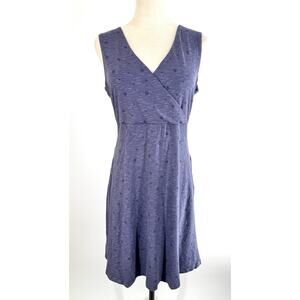 TOAD AND CO. Size Large Cue Sleeveless Jersey Dress Organic Faux Wrap Striped